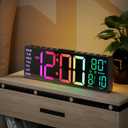 JALL 10.5'' Large Digital Alarm Clock with 8 RGB Colors, Date, Month, Temperature LED, Auto DST, Digital Clock Large Display for Classroom, Office, Bedroom, Back-to-School Gift for Students, Teachers