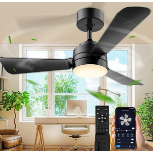 Ceiling Fans with Lights,28” Small Ceiling Fan Light, Easy-to-Install Ceiling Fans with Light and Remote,3000-6500k, Dimmable, Small Ceiling Fan for Bedroom/Kitchen/Garage.Black.