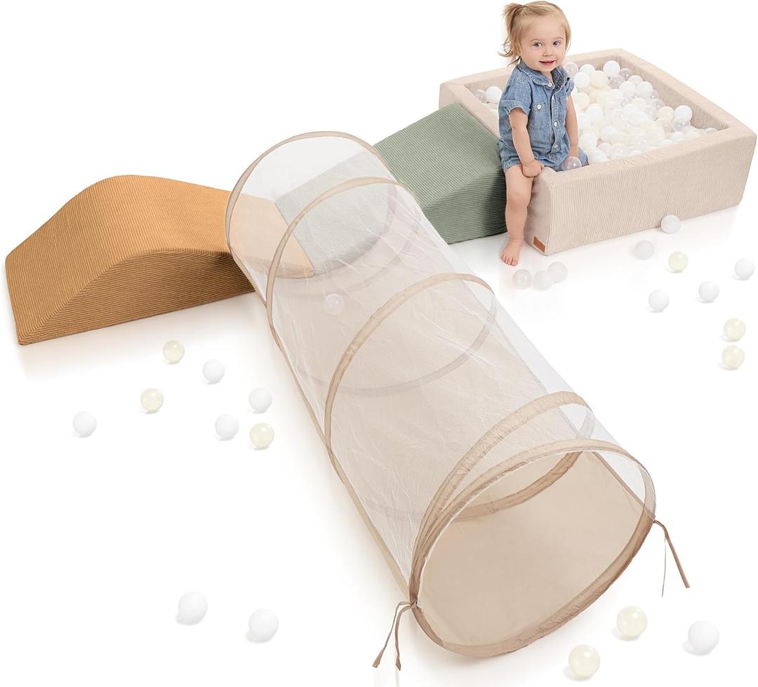 ZICOTO Fun Climbing Toy Set for Toddlers Aged 1-3 - Incl. Crawl Through Tunnel and Large Ball Pit for Unlimited Indoor Fun - The Perfect Inside Play Area/Playground for Kids to Safely Learn New Skills