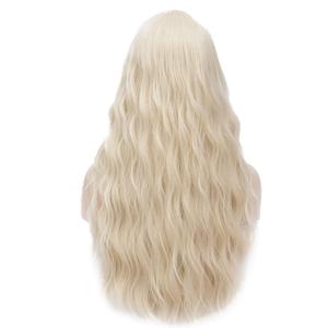 Half and Half Long Curly Blonde Witch Costume Wig for Women Platinum Blonde Wave Wigs Synthetic Hair for Women Daily Halloween Party