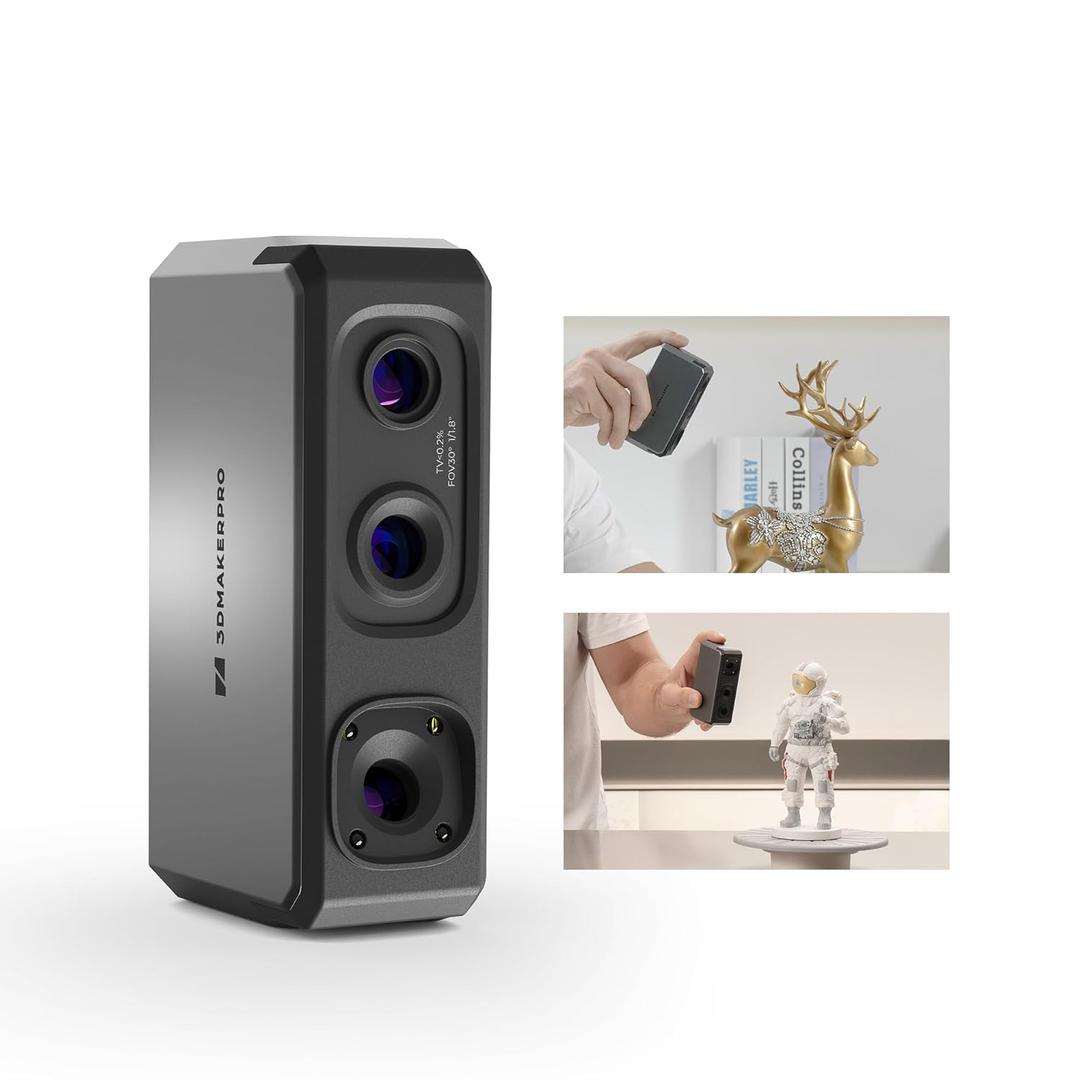 3DMakerpro Seal Lite Handheld 3D Scanner for 3D Printer, 0.02mm High Detailed Precision, 10FPS Scanning Lightning-Fast Speed with Anti-Shake Lenses, 3D Model Scanner for Windows/MacOS (Standard)