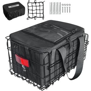 RAYMACE Bike Basket Rear with Cooler Bag and Cargo Net,Waterproof Cover,Folding Bicycle Basket, Quick Release Design Ebike Basket for Adult, Storage Groceries,Bento Lunch,Fruit, Large
