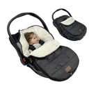 funlife 4 in 1 Premium Waterproof Universal Anti-Wind Infant Car Seat Cover Comes with Ultra Soft Fleece Car Seat Bunting Bag for Winter,Car Seat Cover Bunting Set for 0-12M (Black)