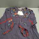 Mexican Shirts Peasant Blouses Cotton Embroidered 3/4 Sleeve Summer V Neck Tunic Bohemian Tops Boho Clothes for Women (Medium, Grey)