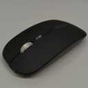 Uiosmuph LED Wireless Mouse, G12 Slim Rechargeable Silent Mouse, 2.4G Portable USB Optical Computer Mice with USB Receiver and Type C Adapter (Matte Black), Pre-Owned/Scuffs On Bottom Pads