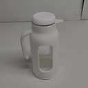 DELOVE Glass Pitcher with Lid&Shatterproof Shell - 2 Quart Heavy-duty Carafe & Jug with Filter Lid, Boiling Water Safety,Heavy Duty Container for Water, Juice, Milk, Tea, Iced Coffee, and Drinks-White