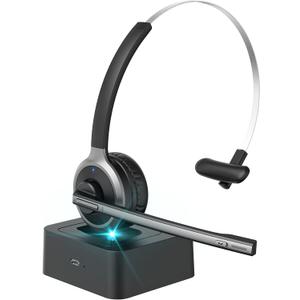 XAPROO Wireless Headset for Work, 2025 New Wireless Computer Headsets with Microphone, Flip-to-Mute, On Ear Cell Phone Lightweight Headset with Charging Base for Home Office Call Center Zoom Skype