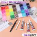 37000Pcs 32 Colors Resin Jelly Rhinestones for Bedazzling, 3mm Multicolor Flatback Gems for Crafting, Bedazzler Kit with 3Pcs 10ml B7000 Glue for Clothes Book Shoes Nails Art Makeup