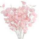 OJRTHDE 7PCS Long Artificial Eucalyptus Stems 35.4" Tall Fake Branches with Silk Apple Leaves Faux Pink Plants Bouquets for Party Wedding Flowers Arrangements Accessories Home Table Vase Decorations