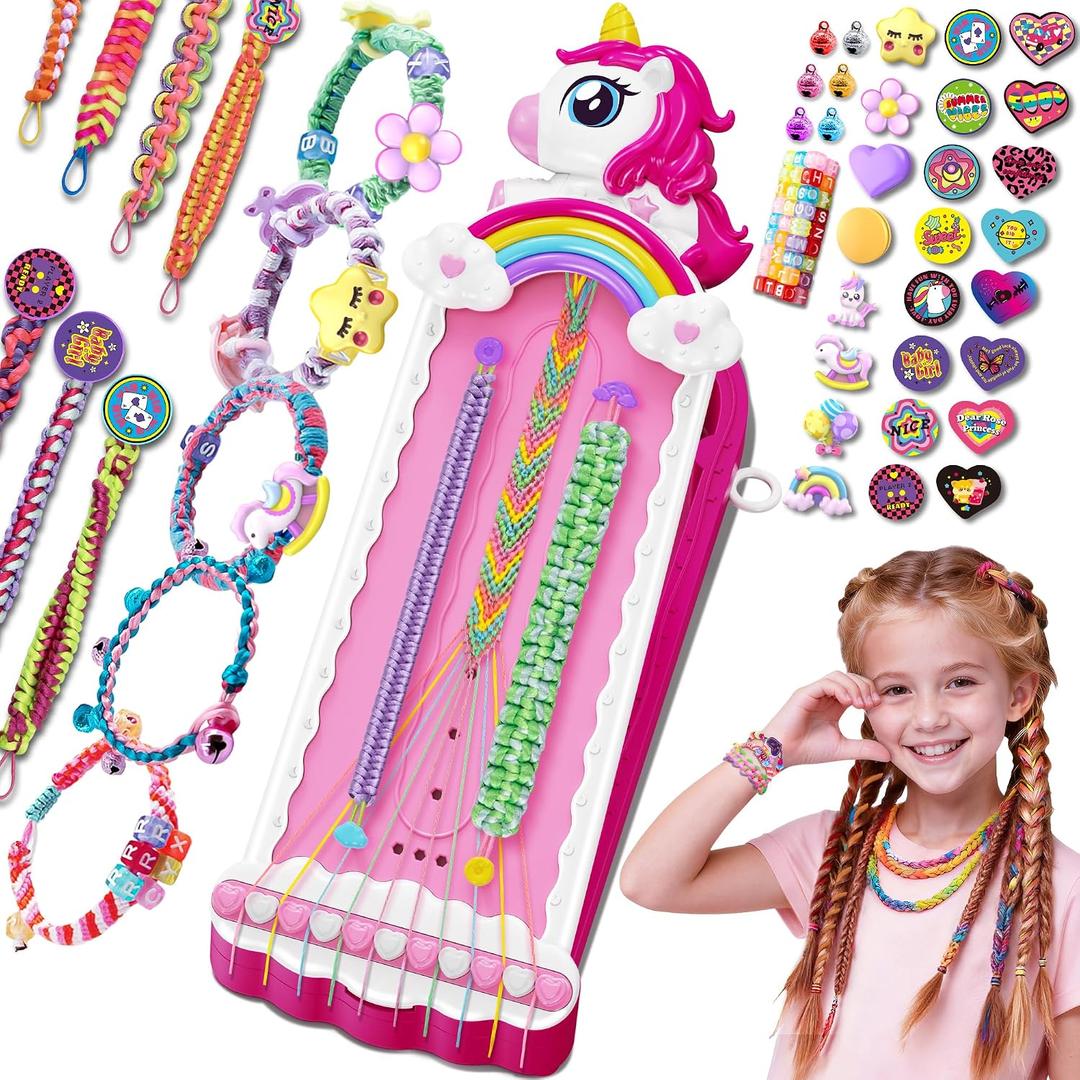 Unicorn Toys for Girls Age 4-6 6-8 8-12,2-in-1 Friendship Bracelet Making Kit for Girls, Arts and Crafts for Kids Toy,4 5 6 7 8 9 10 11 12 Year Olds Christmas Birthday Gifts,Teen Girl Gift Ideas