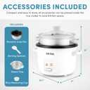 AROMA Rice Cooker, 2-Cup (Uncooked) / 4-Cup (Cooked), Steamer, Grain Cooker, Soup Maker, Oatmeal Cooker, Auto Keep Warm, 1 Qt, White, ARC-302-1NG
