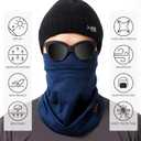 BASSDASH Fleece Neck Gaiter with Nose Hole Winter Face Mask for Men Women Windproof Scarf for Fishing Hunting Skiing (Navy Blue)