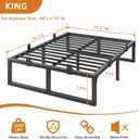 King Size Bed Frame, 14 Inch Metal Platform Bed Frames with Squeak Free U-Slot Design, 6 Non-Slip Guards, 3500lbs Heavy Duty Steel Slat Support, No Box Spring Needed, Under Bed Storage, Black