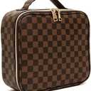 Checkered Makeup Bag, Portable Makeup Bag with Adjustable Partition, Cosmetic Bags for Women Toiletry Travel Organizer Portable Make Up Bags for Christmas Birthday Gifts