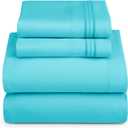 Hearth & Harbor Full XL Size Sheets - 4 Piece Bed Sheet Set, Hotel Luxury Double Brushed Bed Sheets - Extra Soft Bedding Sheets & Pillowcases, Full XL, Beach Blue