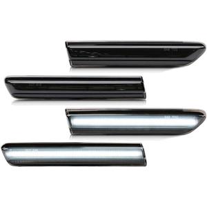 4pc Smoked Front+Rear Side Marker Lights Lamps Black ABS Housing Bulbs 2004-2008 RB-302BW 33655-SEP-A01 33650-SEP-A01 RB-303BW 33800-SEP-A01 ISO2001 33850-SEP-A01