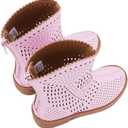 BMCiTYBM Girls Cowgirl Boots Unisex-Child Mid Calf Toddler Cowboy Boots Little Kids Western Boots Round Toe All Seasons Shoes (12-pink)