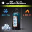 32oz 40oz 64oz Water Bottle - with Straw & Auto Spout Lids, Carrier Bag & Paracord Handle, Stainless Steel Water Bottles 32 OZ Thermal Flask for Sport Work Travel, Cold-48Hrs Hot-24Hrs