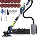 Drywall Sander, 2025 Upgraded 8-Amp Popcorn Ceiling Removal Tool with 7 Variable Speed 800-1800RPM, Drywall Sander with Vacuum Dust Collector with Extendable Handle, LED Light,12pcs Sanding Discs,Blue