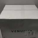 Mid Century Pot with Walnut Wood Stand - 12 inch Indoor Large Ceramic Planter for Plants, Flower, Small Tree with Drainage - Modern Wood Pots Holder - Walnut Wooden Legs - White