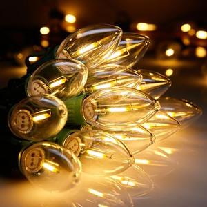 Vintage C9 Christmas Lights Outdoor, 200 Feet C9 String Lights with 200 LED C9 Plastic Bulbs, Waterproof Connectable Christmas Tree Lights for Roofline Garden Patio Backyard Cafe Decor, Warm White