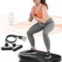 FEIERDUN Vibration Plate, Whole Body Vibration Plate Exercise Machine for Lymphatic Drainage, Power Plate Vibration Plate w/ 2 Resistance Bands for Wellness and Fitness