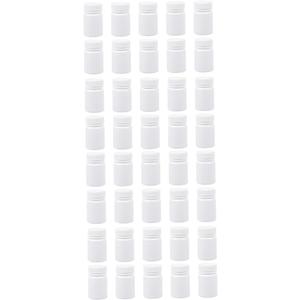 60 pcs Medicine Bottle Storage Holder Pill Capsules Empty Round Container with lid Refillable Bottle. Empty Bottles White polyethylene