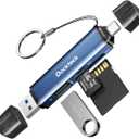 Dockteck SD Card Reader Adapter, 5G Super Speed USB3.0 SD/TF Card Reader, 3-Slot USB A/C to SD/Micro SD/USB A Memory Card Reader for UHS-I SD/Micro SD/SDHC/SDXC/MMC, with OTG for Plug & Play