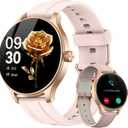 Fitpolo Smart Watch for Women Android iPhone, 1.27'' HD Fitness Tracker with Bluetooth Call & Answer, IP68 Waterproof, Heart Rate/SpO2/Sleep Monitor, Built-in AI Voice, 105+ Sports Modes (Pink)