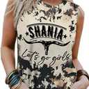 VKEGNIO Vintage Western Cow Hide Bleached Tank Tops Women Country Concert Tops Cute Cattle Skull Graphic Rodeo Cowboy Loose Vest (Medium, As shown) (M)