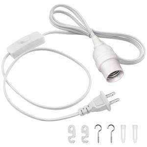 DiCUNO Hanging Lantern Extension Cord Cable, E26 Pendant Light Socket On Off Inline Cord Switch Control Lamp, Switch Close to Polarized Plug, 6.6 Feet (2M), White, 1-Pack