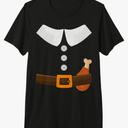 Funny thanksgiving pilgrim costume with turkey leg Premium T-Shir Size L