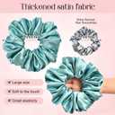 Large Silk Satin Scrunchies - Jumbo Hair Ties for Thick Curly Hair - Pack of 6 (Green)