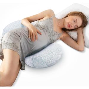 Pregnancy Pillows for Sleeping, Adjustable Travel Wedge Pillow for Belly, Back & Hip Support, Compact Maternity Sleep Pillow with Cooling Washable Cover, Multi-Use for Pregnant Side Sleepers (Blue)