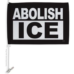 Abolish ICE Flag For Car Decorations Bandera Para Carros Window Clip Pole Mount Truck Rod Protest Support Sign Poster Independence Day Mexican LA SF NY California Auto Accessories Made In USA