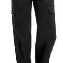 Soulsfeng Women's Cargo Pants Baggy Relaxed Fit Cotton Hiking Work Pants with 6 Pockets, Size 30, Black