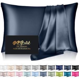 Mulberry Silk Pillow Cases King Size, Silk Pillowcase for Hair and Skin, Both Sides Natural Silk Satin Pillowcase for Sleeping Women with Zipper, Gifts for Women Men, Mood Indigo (King - 2036 Inch)