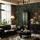 Peel and Stick Wallpaper Dark Green and Gold Floral Wallpaper Vintage Flower and Leaf Contact Paper for Cabinets Self-Adhesive Removable Wallpaper for Bedroom Bathroom Kitchen 394"x17.3"