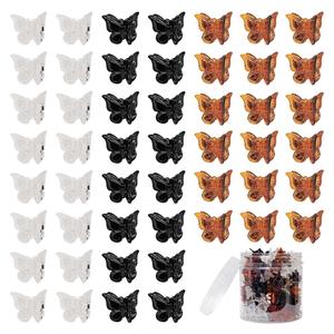 50 Packs Assorted Color Butterfly Hair Clips, Beautiful Mini Butterfly Hair Clips Hair Accessories for Women and Girls (Black, Brown, White)