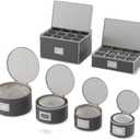 Woffit China Storage Containers - 6 Pack, Quilted Dinnerware & Stemware Set Bins for Packing Dishes and Glasses w/ 48 Felt Protectors - Christmas, Seasonal Storage