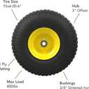 Marastar 15x6.00-6 Pneumatic, OEM Like Replacement Front Tire and Wheel Assembly, Compatible with John Deere Mowers, Turf Saver, 4PR Tube-Type Tire, Yellow Wheel, 3-Inch Offset Hub, 3/4-Inch Bushings