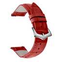 2 x ULLCHRO Genuine Leather Watch Strap Quick Release Watch Band Vintage Alligator Grain Leather Strap Premium Top Grain Band with Stainless Steel Buckle, Soft Brown Calfskin for Men Wrist (12mm, Red)