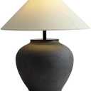 Farmhouse Table Lamps Black 18.8" Tall Ceramic Table Lamp Rustic Southwestern Clay Pot Ceramic Lampshade with Fabric Shade Bedside Nightstand for Living Room Bedroom House Office Entryway (Black)