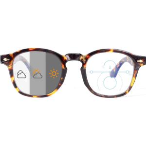 OKH Photochromic Progressive Multifocus Reading Glasses for Men Women Anti Blue Light Transition Multifocal Computer Readers (Tortoiseshell)