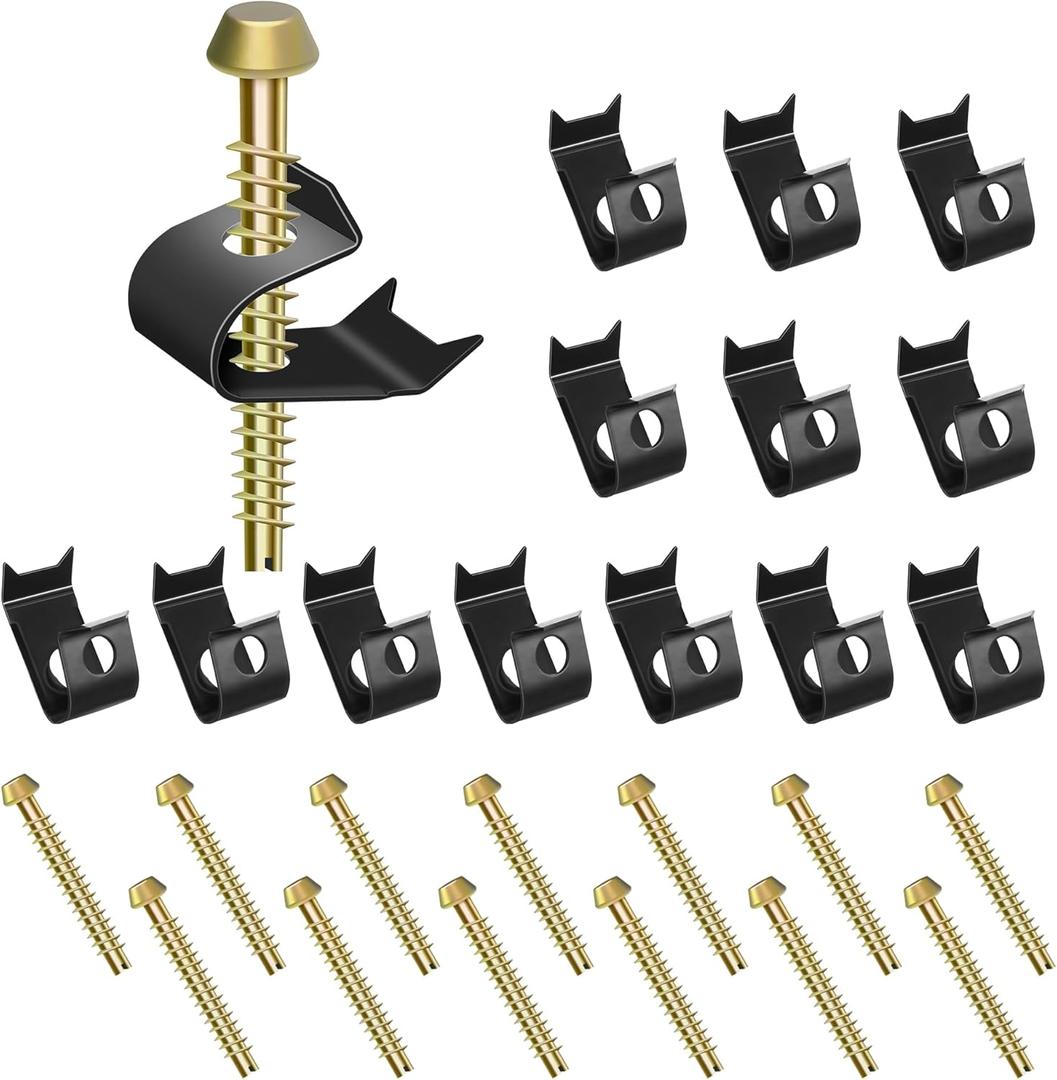 Dreyoo 14 Pack Sink Clips Kit, Undermount Sink Clips Compatible with Moen/Elkay Bathroom Counter, for Countertops up to 1-1/2" Thick, U Channel Brackets Top Mount Kit Support (Black,Gold)