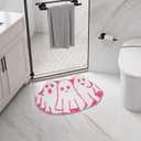 Pink Halloween Bath Mat, Ghost Bathroom Rug Non-Slip Floor Bathmat for Shower Tub, Soft Absorbent Plush Rug for Kitchen Bedroom, Halloween Gothic Home Decoration (Pink)