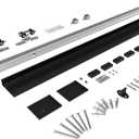 Barnsmith 6FT Sliding Barn Door Hardware Track Kit with Handles, Low Clearance Aluminium Alloy Box Rail Track, Black