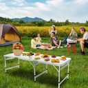 Moosinily Camping Table 6FT Folding Table Large 3 Adjustable Height Portable Picnic Table Camp Aluminum Outdoor Picnic BBQ White