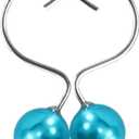 Teal Blue Shower Curtain Hooks : 12 Pcs Turquoise Aqua Pearl Ball Design Rustproof Stainless Steel Rings Decorative Bathroom Accessories for Boho Coastal & Modern Dcor