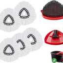 Mop Head Replacement Pads Compatible with O-Cedar EasyWring 1 Tank Triangle Mop,5 Spin Mop Head Refill Replacement,One Upgraded Scrub Brush & One Base for Deep Clean (Light-white)